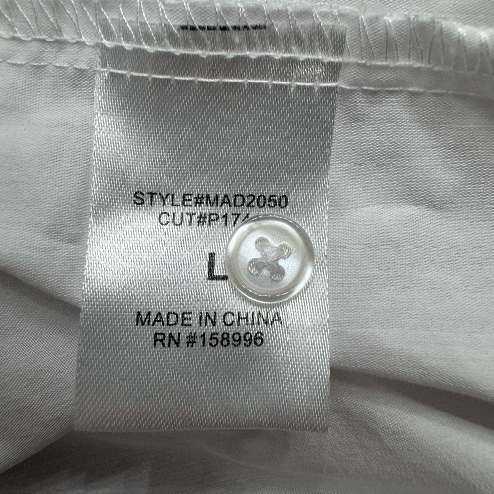 Long White Cotton Blend Button-Up Shirt size L - Picture 11 of 11